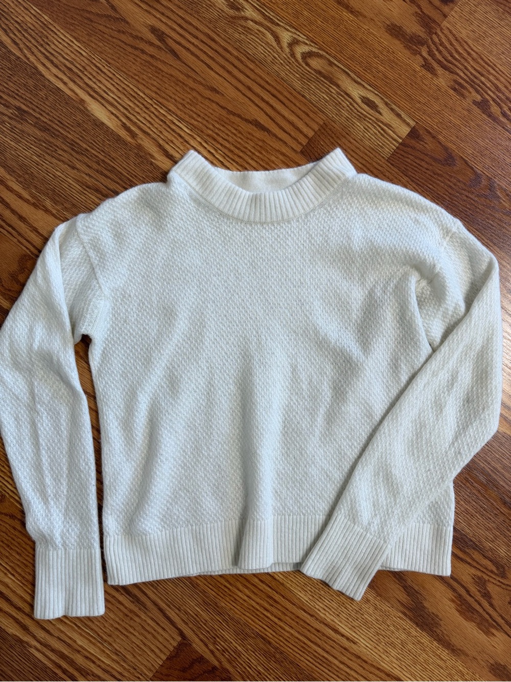 Quince Ivory Wool Alpaca Blend Mock Neck Textured Sweater Women’s